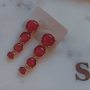Earrings gold plated pink drop earrings NWT